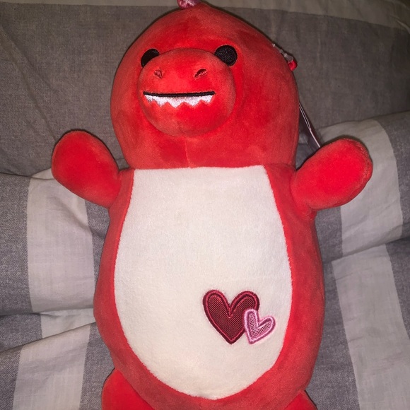 Squishmallows Other - NWT 10” Duster the Red Dinosaur Hugmee Squishmallow—Valentines Day Collection